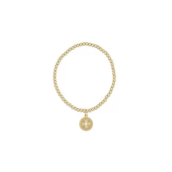 ENewton Design Classic Gold 3 Mm Bead Bracelet-Signature Cross Gold Disc> Bracelets