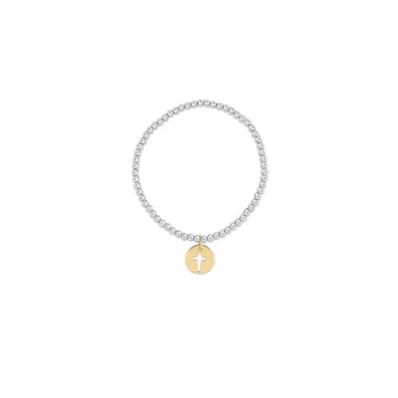 ENewton Design Classic Sterling Mixed Metal 3 Mm Bead Bracelet-Blessed Gold Disc> Bracelets