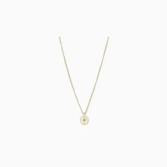 Gorjana Power Birthstone Coin Necklace-February> Necklaces