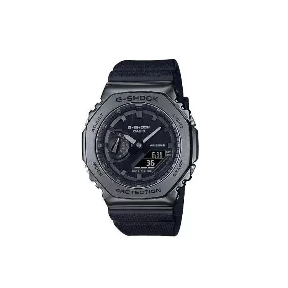 G-Shock Analog-Digital All Black Octagonal Metal Bezel Watch> Watches