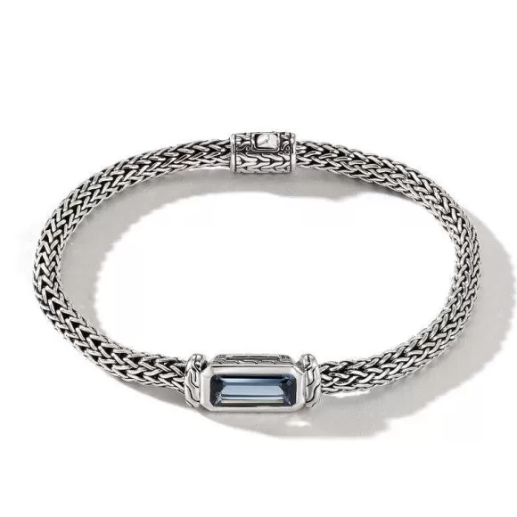 John Hardy Classic Chain London Blue Topaz Station Bracelet> Bracelets