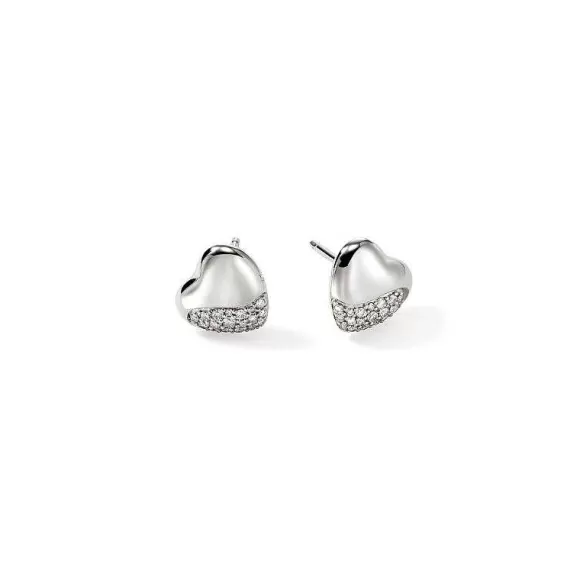 John Hardy Diamond Pave Pebble Heart Stud Earrings> Earrings