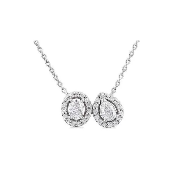 Kelley Collection 2-Stone Halo Diamond Pendant,> Pendants