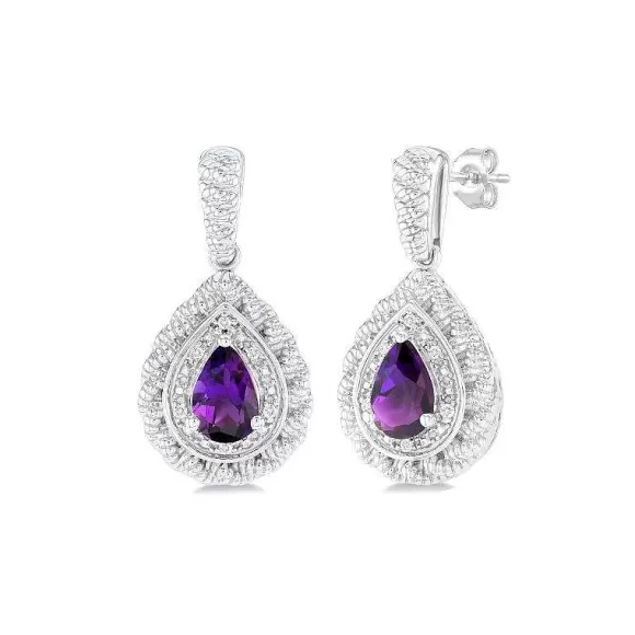 Kelley Collection Amethyst & Diamond Earrings> Earrings