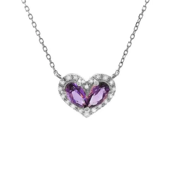 Kelley Collection Amethyst & Diamond Heart Pendant> Pendants