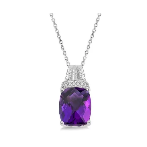 Kelley Collection Amethyst & Diamond Pendant> Pendants