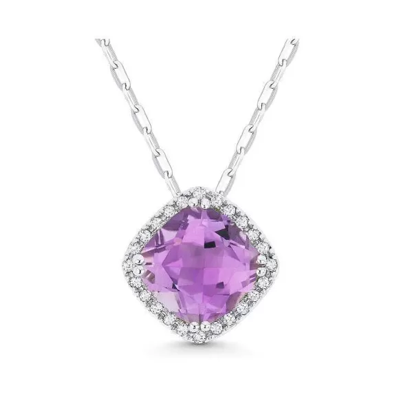 Kelley Collection Amethyst & Diamond Pendant> Pendants