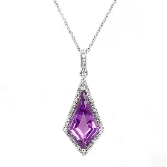 Kelley Collection Amethyst & Diamond Pendant> Pendants