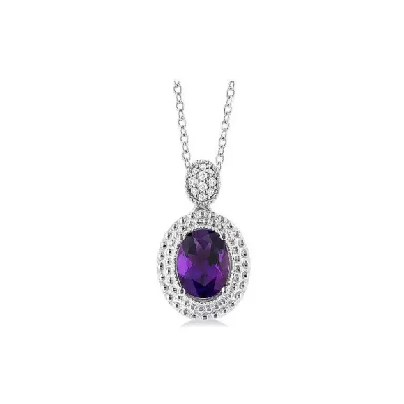 Kelley Collection Amethyst & Diamond Pendant> Pendants