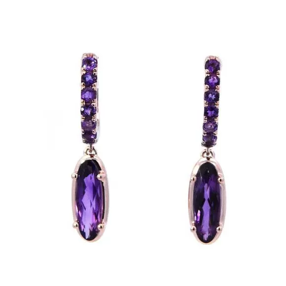 Kelley Collection Amethyst Huggie Earrings> Earrings