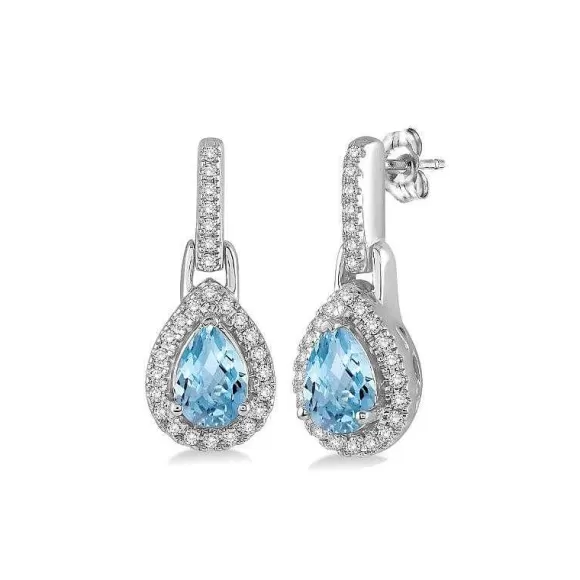 Kelley Collection Aquamarine & Diamond Pear Shape Earrings> Earrings