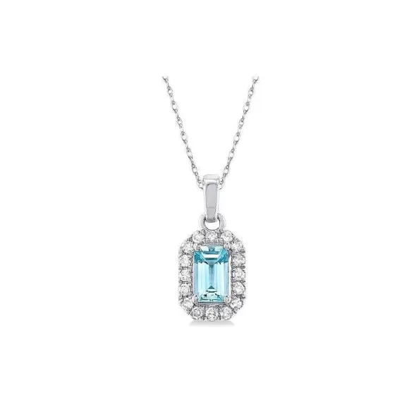 Kelley Collection Aquamarine & Diamond Pendant> Pendants