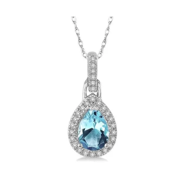 Kelley Collection Aquamarine & Diamond Pendant> Pendants