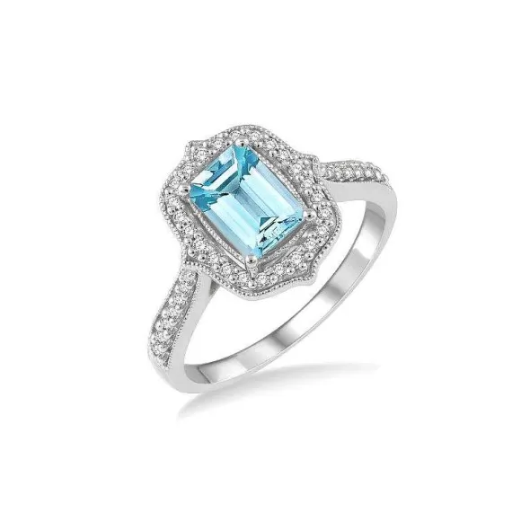 Kelley Collection Aquamarine & Diamond Ring> Rings