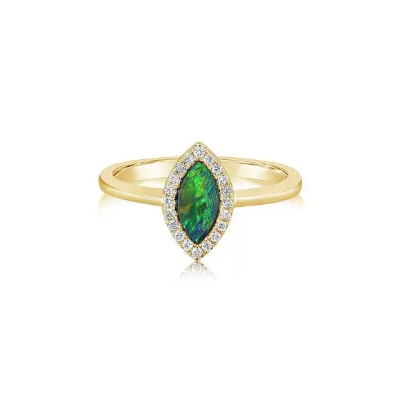 Kelley Collection Australian Opal Doublet & Diamond Ring> Rings