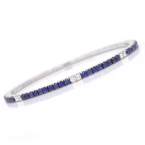 Kelley Collection Blue Sapphire & Diamond Stretch Tennis Bracelet> Bracelets