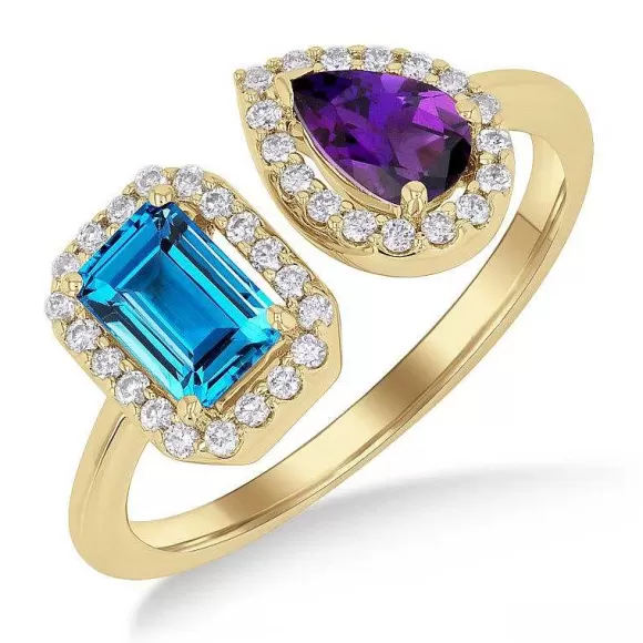 Kelley Collection Blue Topaz & Amethyst 2-Stone Ring> Rings