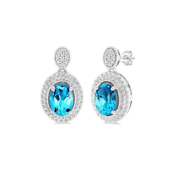 Kelley Collection Blue Topaz & Diamond Earrings> Earrings