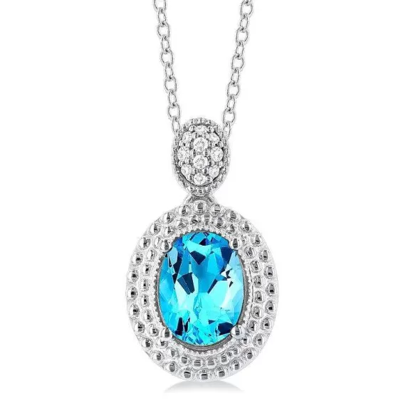 Kelley Collection Blue Topaz & Diamond Pendant> Pendants