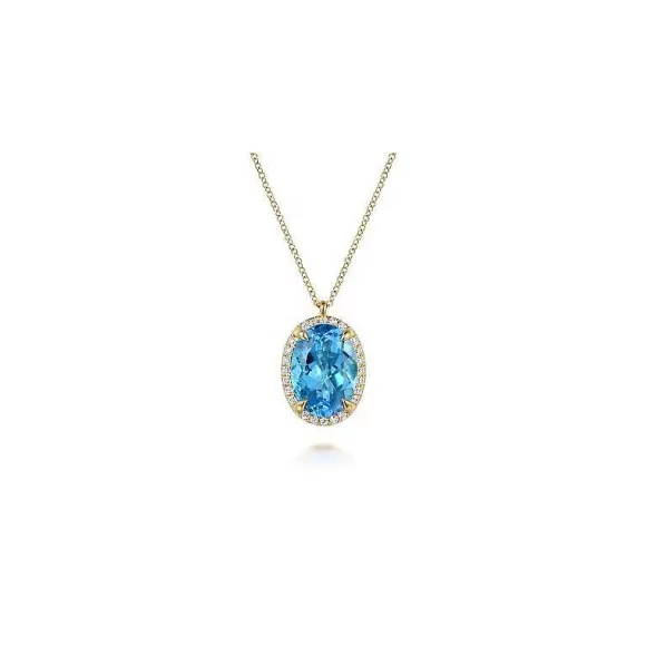 Kelley Collection Blue Topaz & Diamond Pendant> Pendants