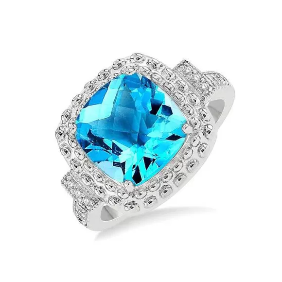 Kelley Collection Blue Topaz & Diamond Ring> Rings