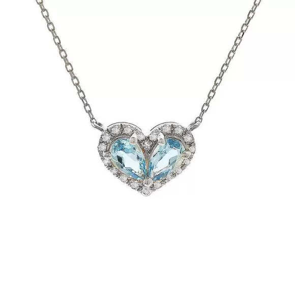 Kelley Collection Diamond & Blue Topaz Heart Pendant> Pendants