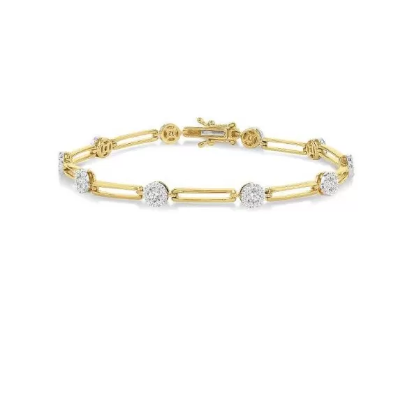 Kelley Collection Diamond Cluster Link Bracelet> Bracelets