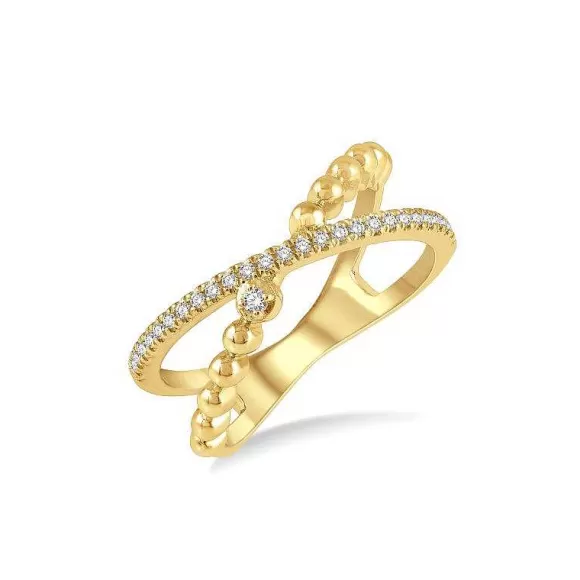 Kelley Collection Diamond Criss Cross Beaded Ring> Rings