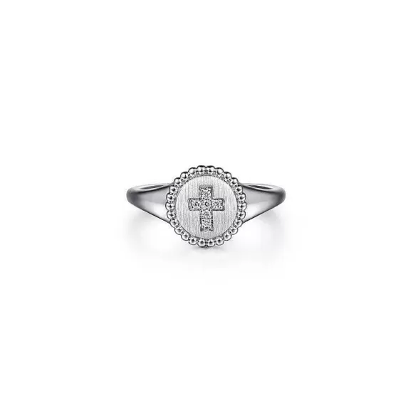 Kelley Collection Diamond Cross Signet Ring> Rings