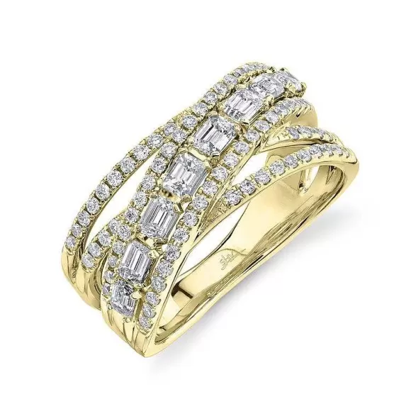 Kelley Collection Diamond Emerald Bridge Ring> Rings