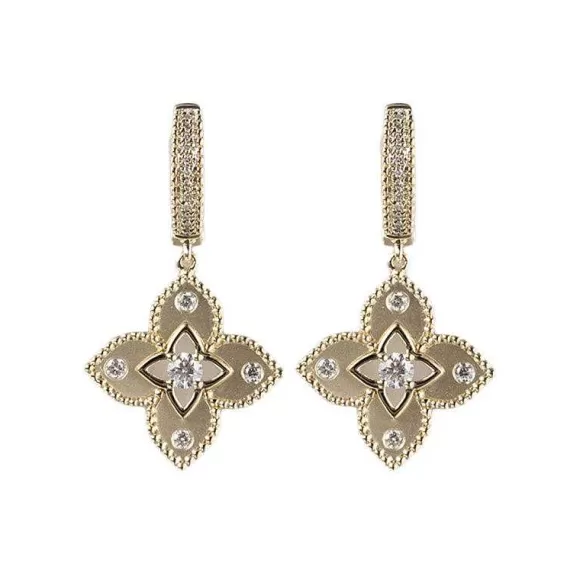 Kelley Collection Diamond Flower Dangle Earrings> Earrings