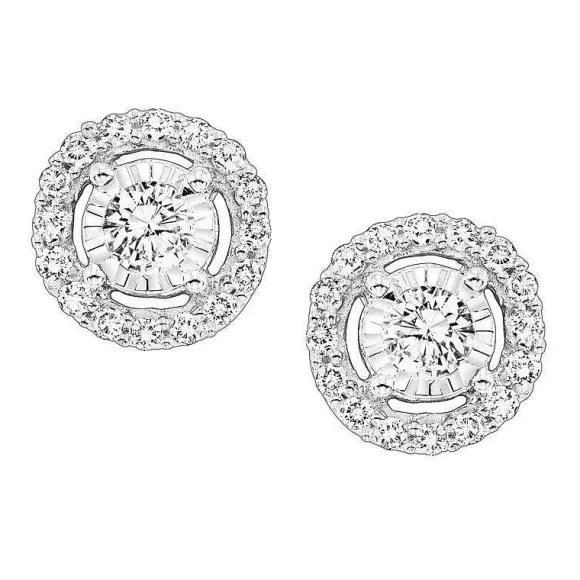 Kelley Collection Diamond Halo Studs> Earrings