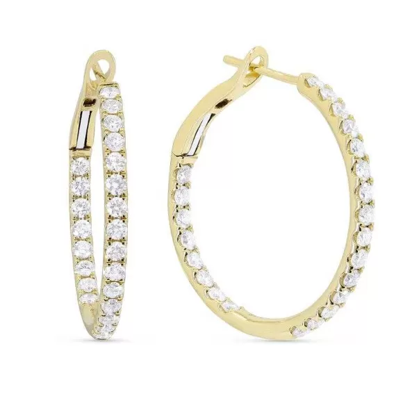 Kelley Collection Diamond Hoop Earrings> Earrings