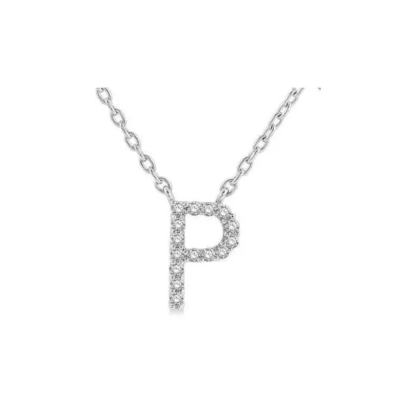 Kelley Collection Diamond Initial "P" Necklace> Pendants