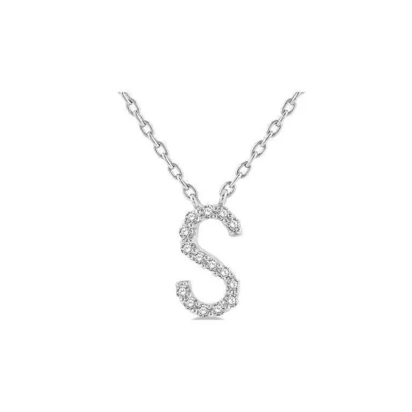 Kelley Collection Diamond Initial "S" Necklace> Pendants