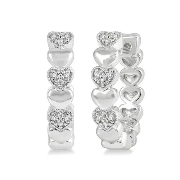 Kelley Collection Diamond Mini Heart Hoop Earrings> Earrings