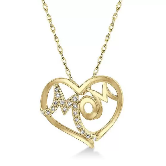 Kelley Collection Diamond Mom Heart Pendant> Pendants