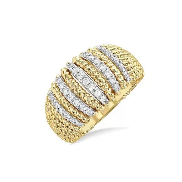 Kelley Collection Dome Shape Rope Bead Diamond Fashion Ring> Rings