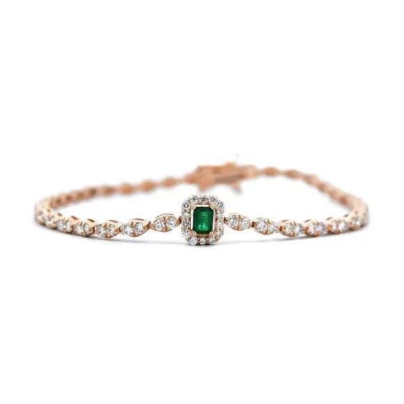 Kelley Collection Emerald & Diamond Bracelet> Bracelets