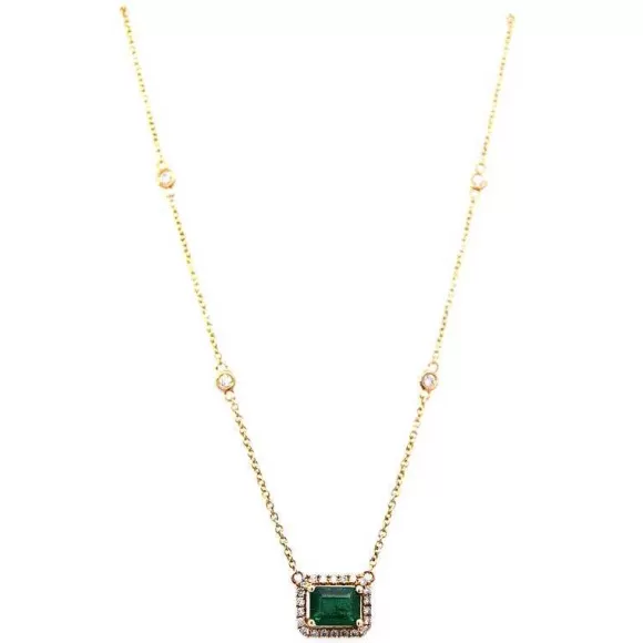 Kelley Collection Emerald & Diamond Necklace> Pendants