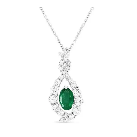 Kelley Collection Emerald & Diamond Pendant> Pendants