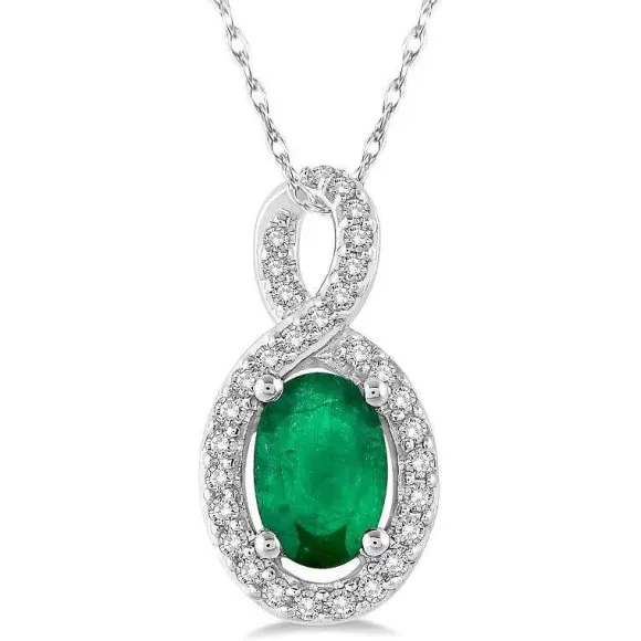 Kelley Collection Emerald & Diamond Pendant> Pendants