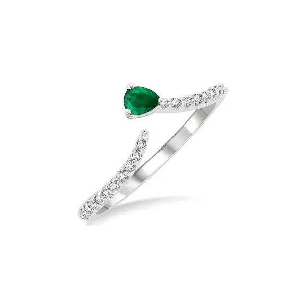 Kelley Collection Emerald & Diamond Petite Fashion Open Ring> Rings