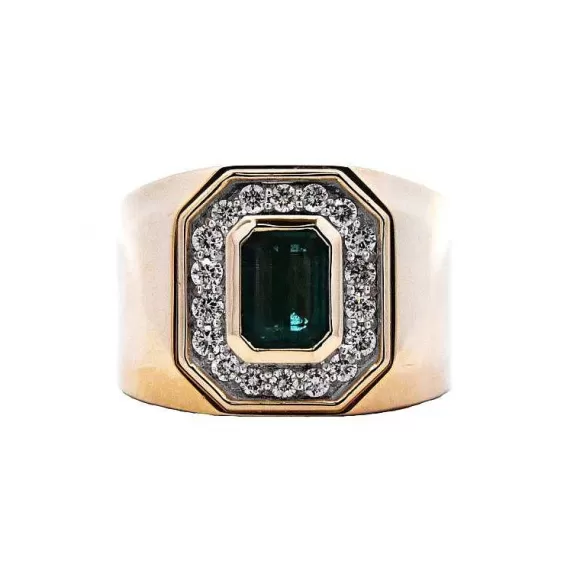 Kelley Collection Emerald & Diamond Wide Ring> Rings