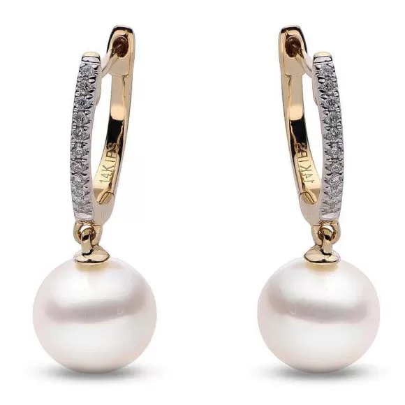 Kelley Collection Freshwater Cultured Pearl & Diamond Earrings> Earrings