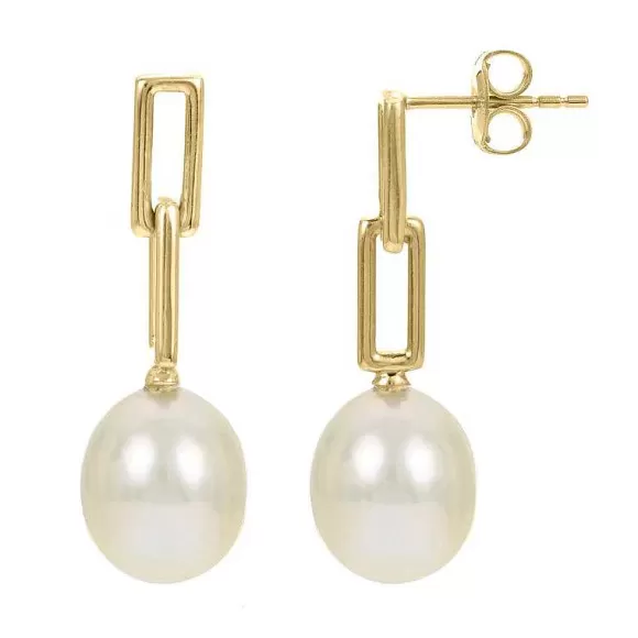 Kelley Collection Freshwater Culutred Pearl Small Paperclip Earrings.> Earrings