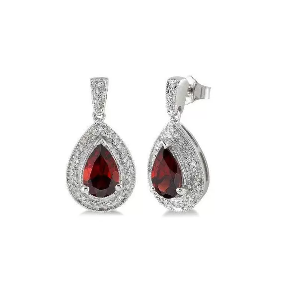 Kelley Collection Garnet & Diamond Earrings> Earrings