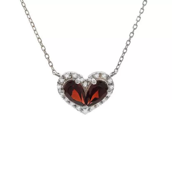 Kelley Collection Garnet & Diamond Heart Pendant> Pendants