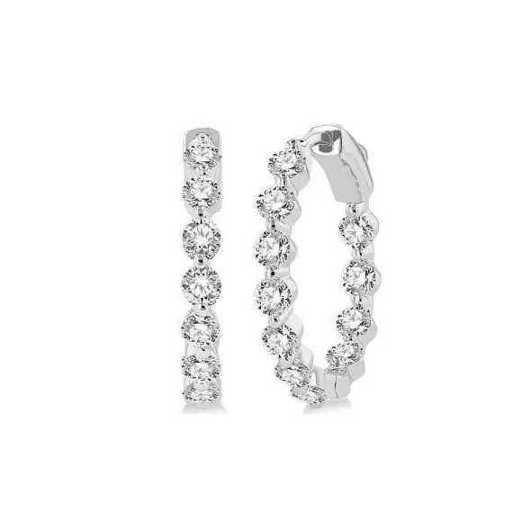 Kelley Collection Inside Outside Diamond Hoop Earrings> Earrings