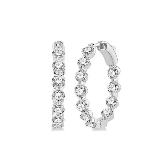 Kelley Collection Inside Outside Diamond Hoop Earrings> Earrings